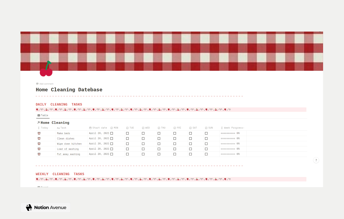 12+ Notion Cleaning Templates to Simplify your Cleaning Schedule